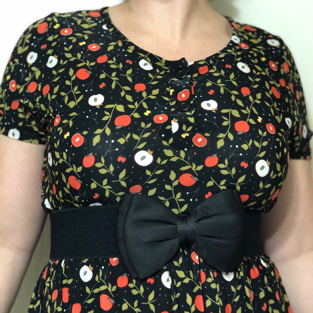 BLACK Wide elastic accent bow belt with snaps - Picture 3 of 4